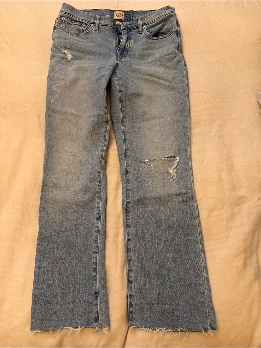 J. Crew EUC Light Blue Distressed Slim Boyfriend Jeans size 27